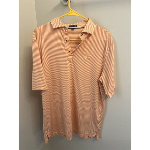 STITCH Men's Orange /White Stripes Polo Shirt Du Pont Country Club Size Medium - Picture 1 of 11
